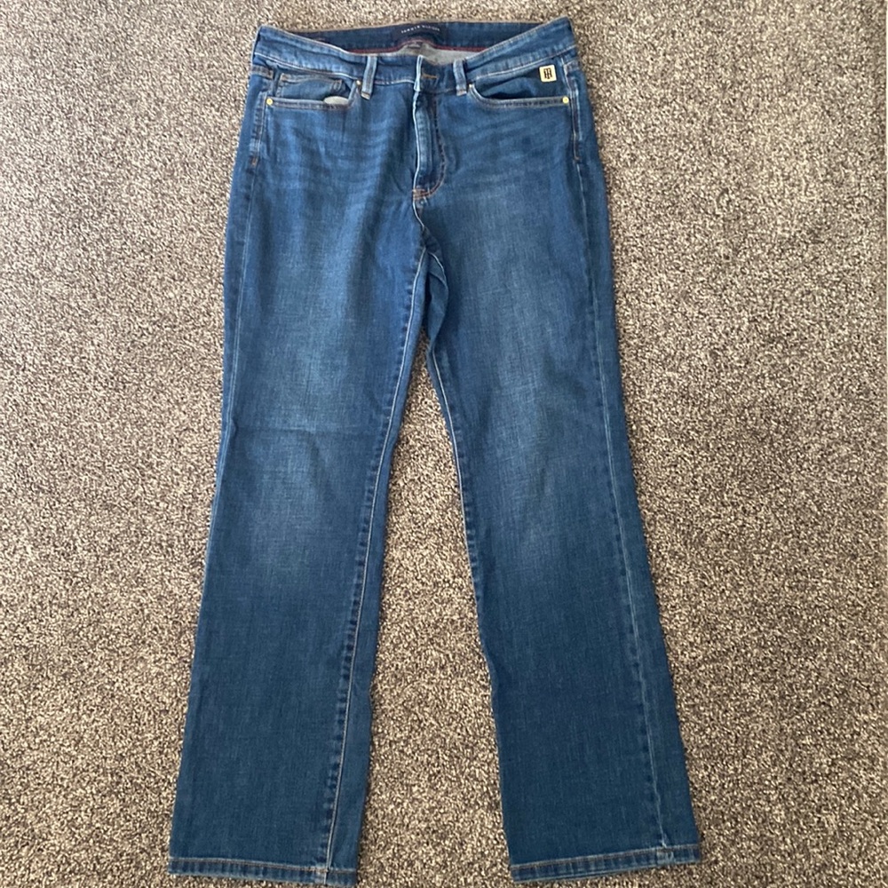 Tommy Hilfiger straight-leg blue jeans.